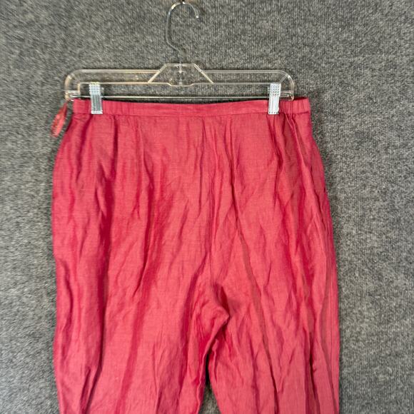Eileen Fisher Pants Womens Medium Pink Salmon Linen Cropped Tapered Normcore - Picture 7 of 8